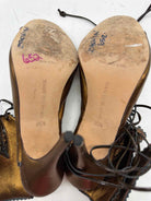 Pre-Owned Manolo Blahnik Gold Size 35.5 Caged Heels | True Fashionistas.