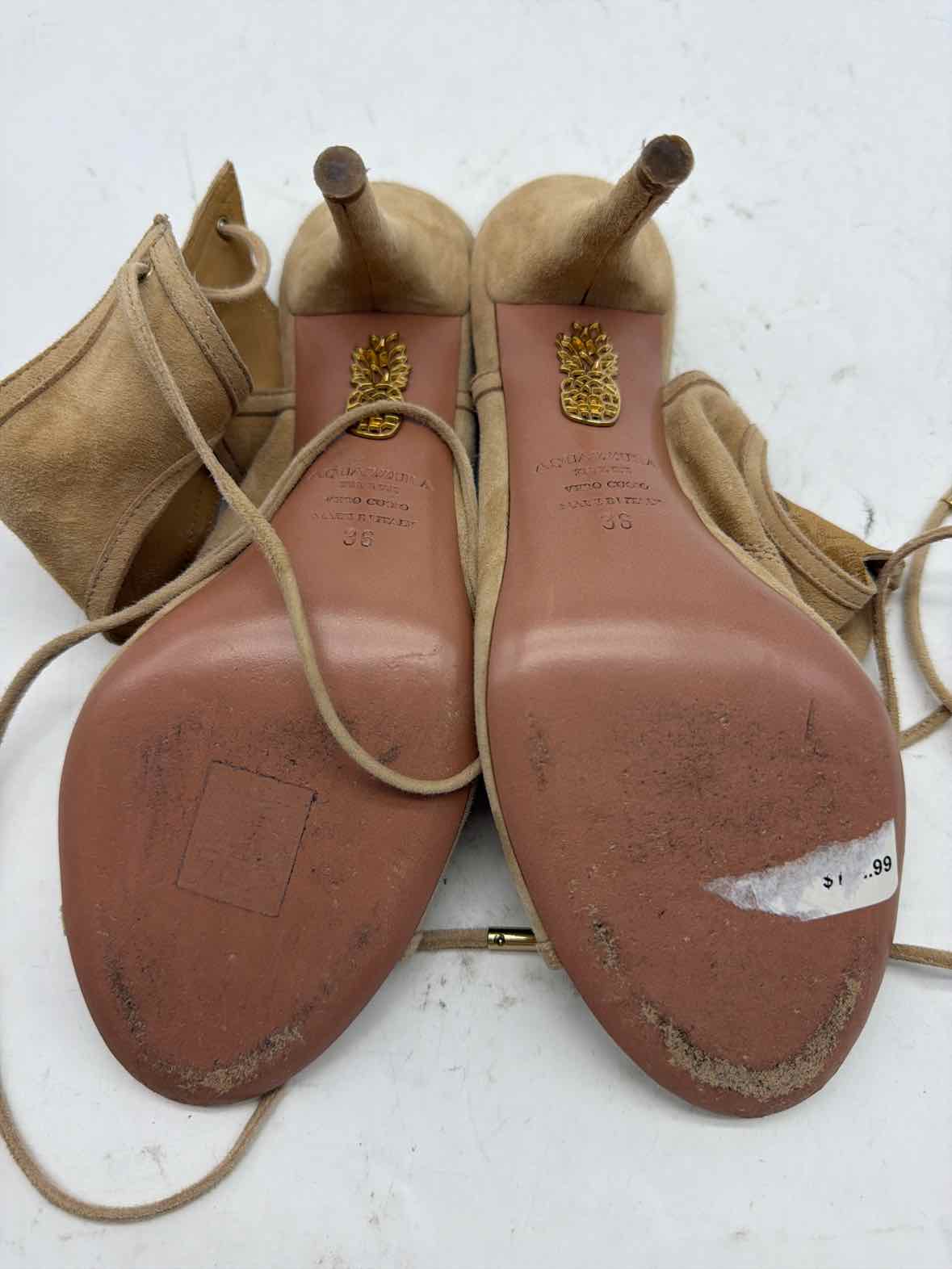 Pre-Owned Aquazzura Tan Size 6 Strappy Heels | True Fashionistas.