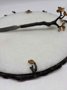 L'Objet White Marble Cheese Board w/Brass Accents & Knife | True Fashionistas.