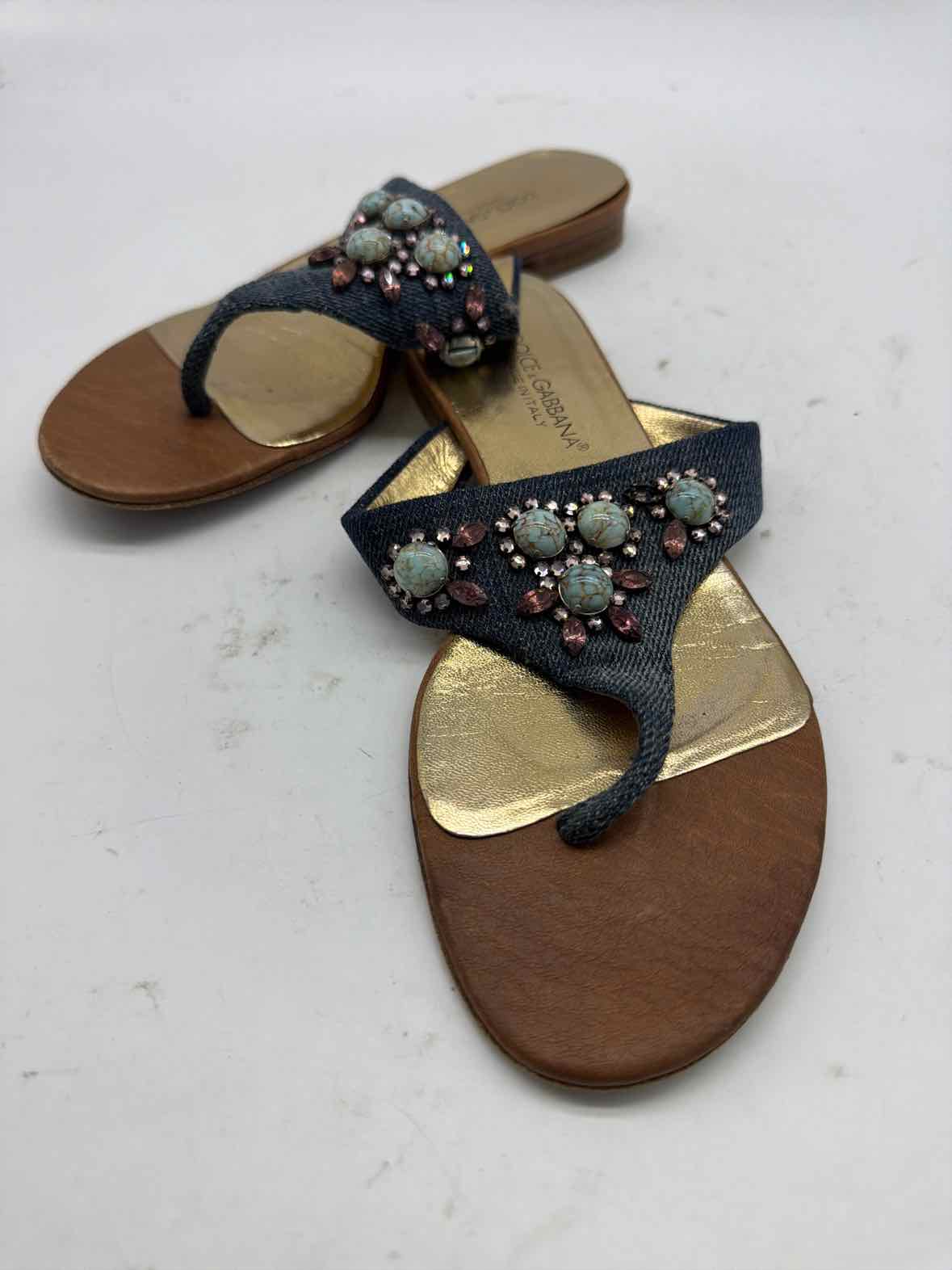 Pre-Owned Dolce & Gabbana Blue Size 6 Denim Thong Sandals | True Fashionistas.