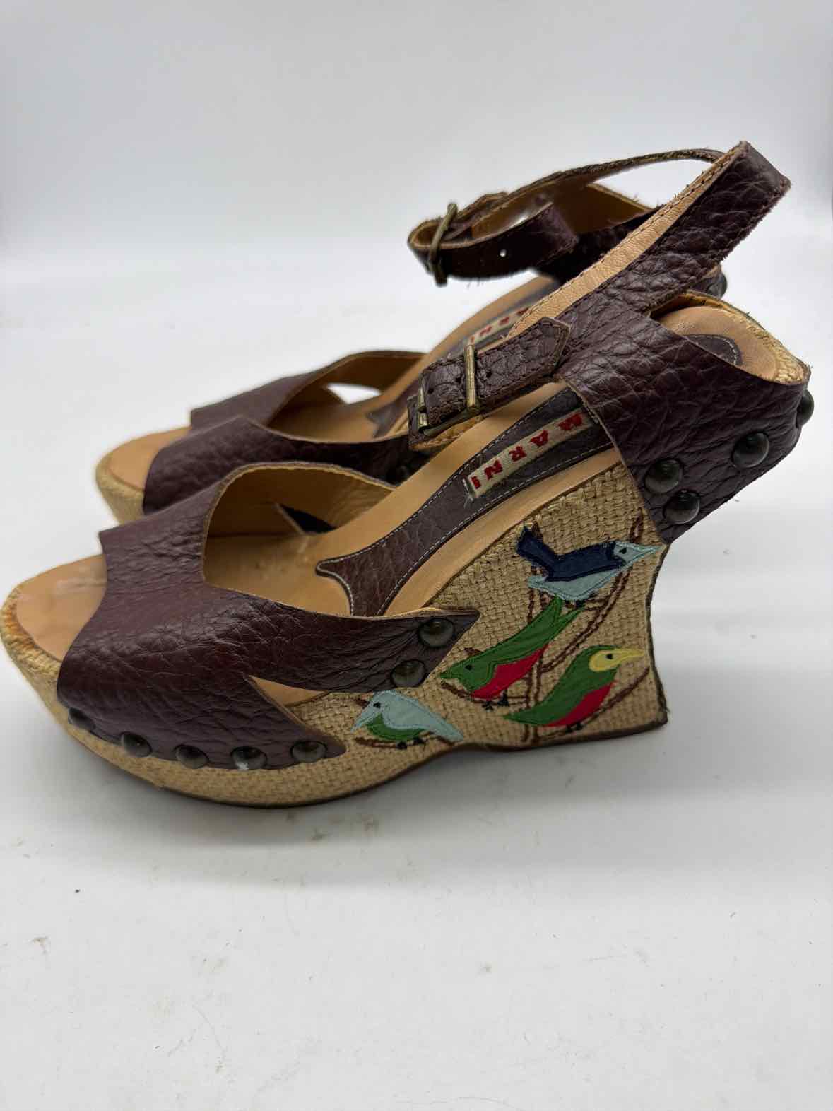 Pre-Owned Marni Brown Size 37 Wedge Heels | True Fashionistas.