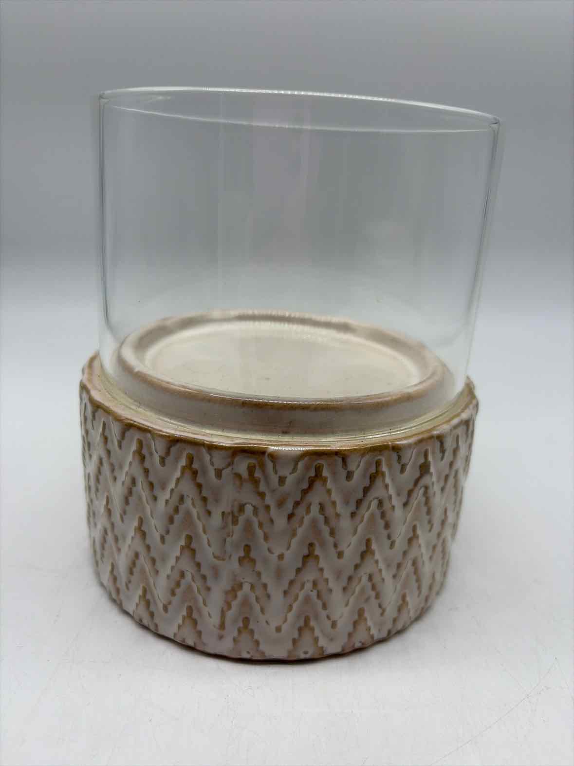 Cream Ceramic & Glass Candle Holder | True Fashionistas.