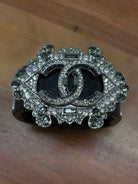 Pre-Owned Chanel Silver and Black Crystal Bangle Bracelet | True Fashionistas.