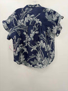 Pilcro Navy Size Small Floral Short Sleeve Button Down | True Fashionistas.