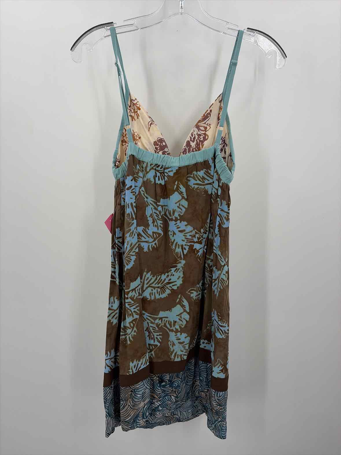 Pre-Owned Santiki Blue Size Medium Printed Shift Short Sleeveless Dress | True Fashionistas.