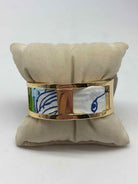 Lilly Pulitzer Gold and White Printed Fabric Bracelet | True Fashionistas.