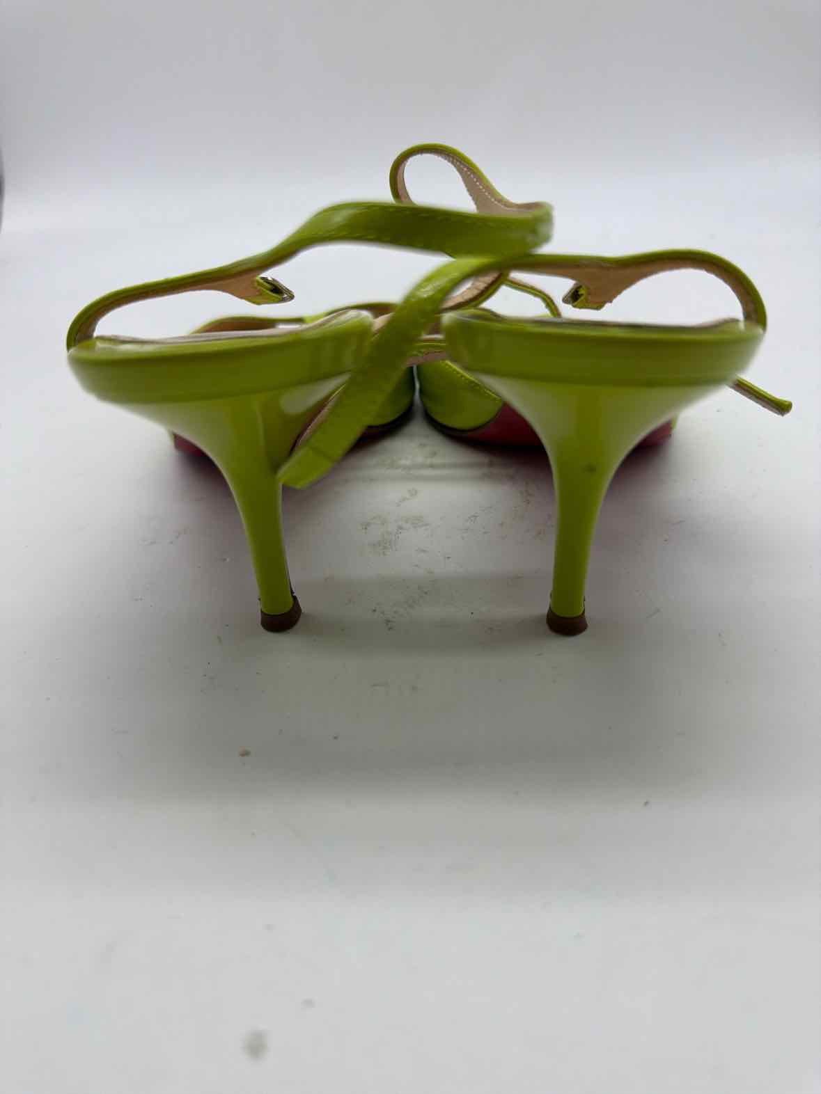 Pre-Owned Christian Louboutin Green Size 8 Patent Leather Strappy Heels | True Fashionistas.
