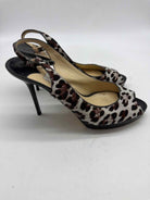 Pre-Owned Jimmy Choo Tan Size 37.5 Leopard Slingback Heels | True Fashionistas.