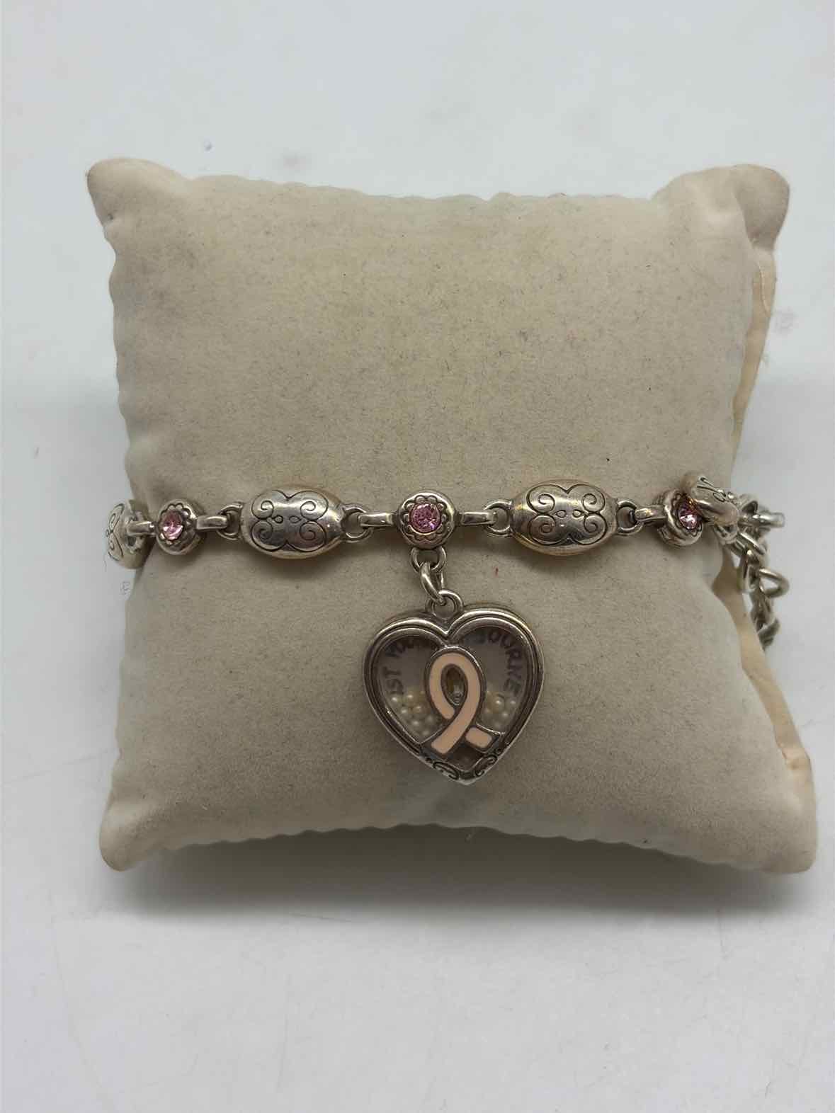Brighton Silver and Pink Pink Ribbon Charm Bracelet | True Fashionistas.