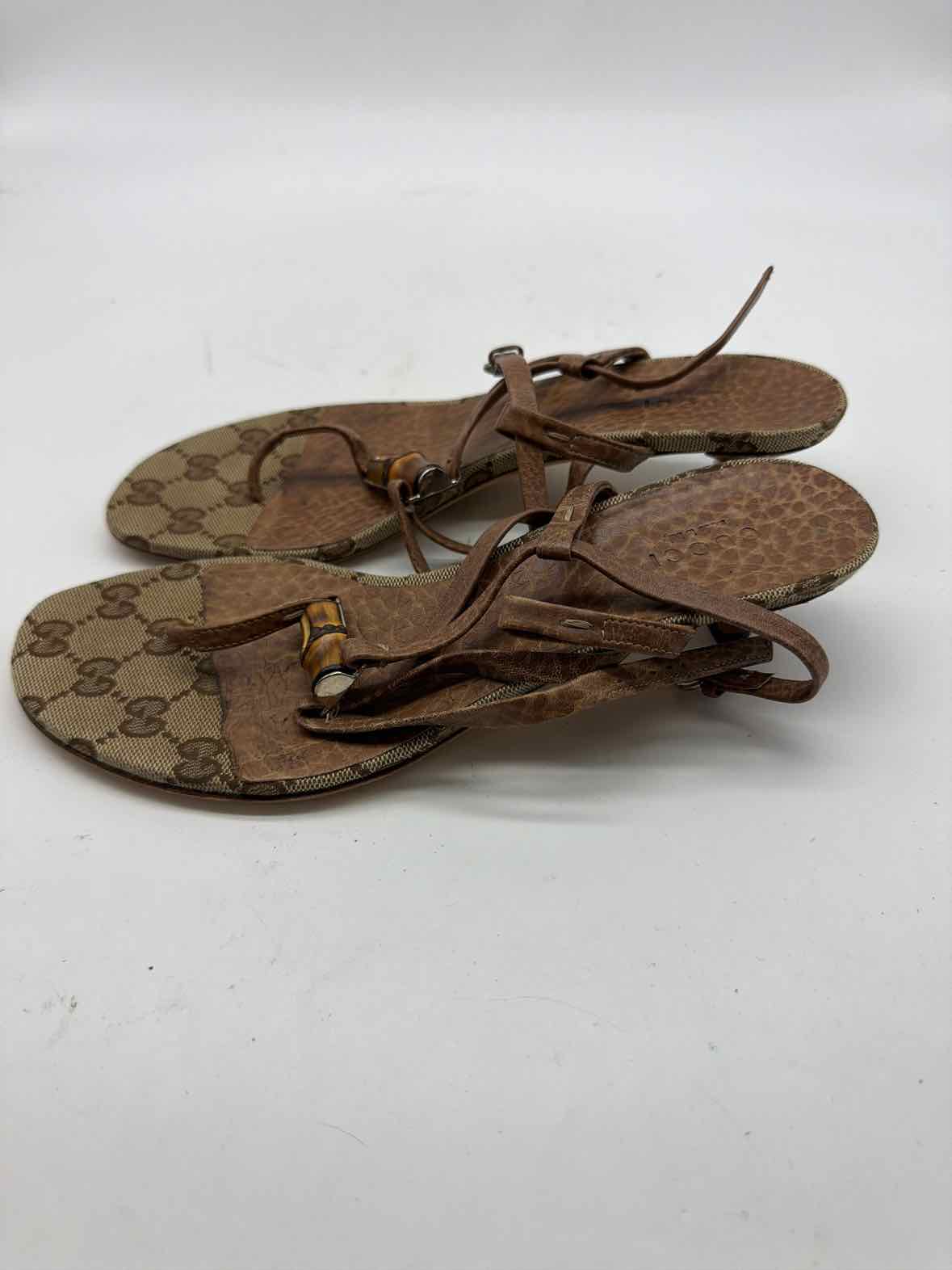 Pre-Owned Gucci Tan Size 37 Strappy Heels | True Fashionistas.