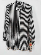 Pre-Owned Lily Moss Black Size Medium Stripe Button Down | True Fashionistas.
