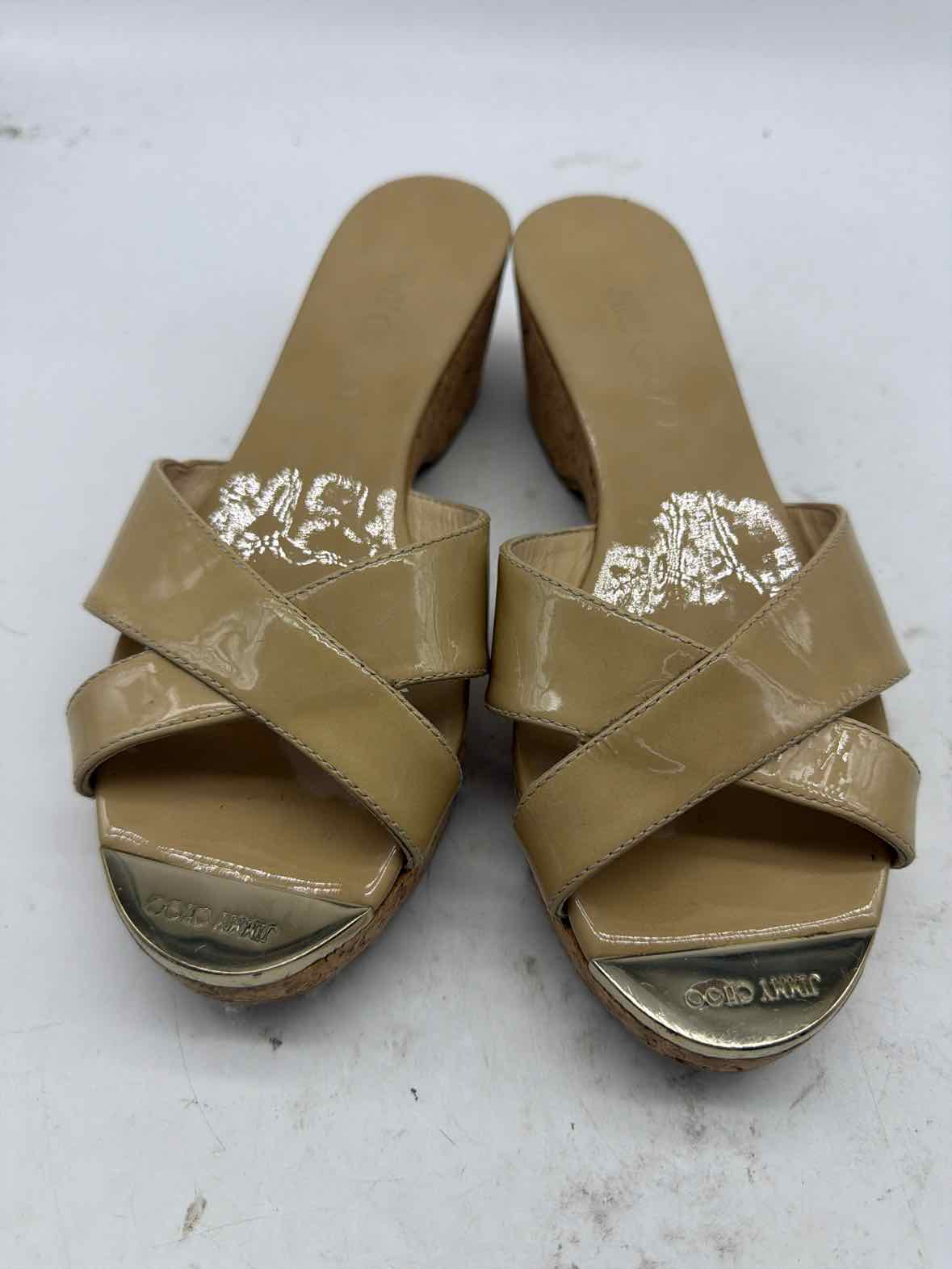 Pre-Owned Jimmy Choo Tan Size 6.5 Mule Sandals | True Fashionistas.