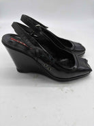 Pre-Owned Prada Black Size 6.5 Patent Leather Wedge Heels | True Fashionistas.