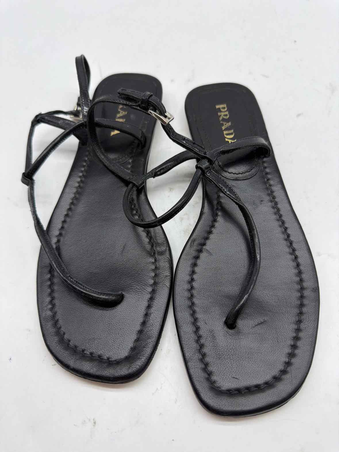 Pre-Owned Prada Black Size 7 Thong Sandals | True Fashionistas.