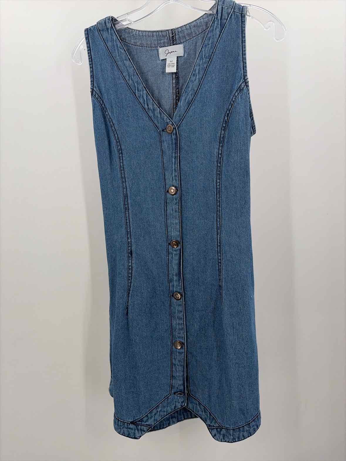Pre-Owned Japna Blue Size Medium Denim Short Sleeveless Dress | True Fashionistas.