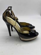 Pre-Owned Gucci Black Size 9.5 Patent Leather Peep Toe Heels | True Fashionistas.