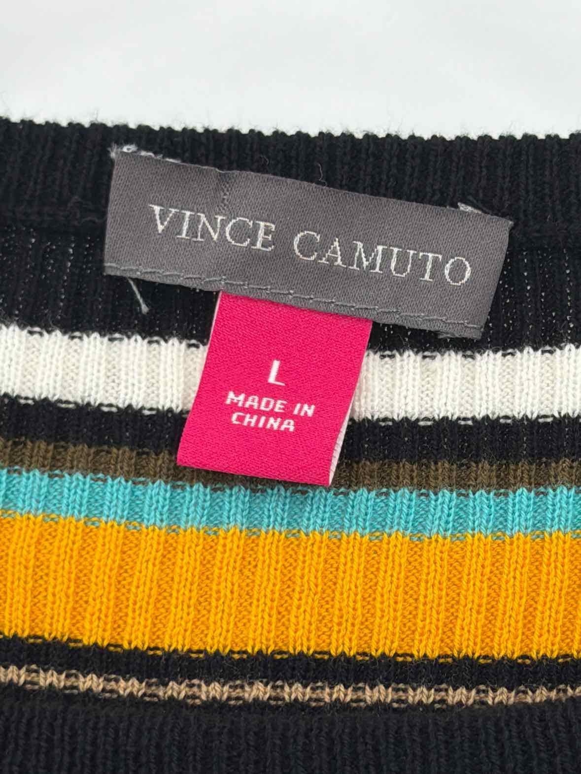 Pre-Owned Vince Camuto Brown Size Large Stripe Sweater | True Fashionistas.