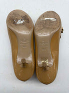 Pre-Owned Valentino Tan Size 36.5 Patent Leather Bow Peep Toe Heels | True Fashionistas.