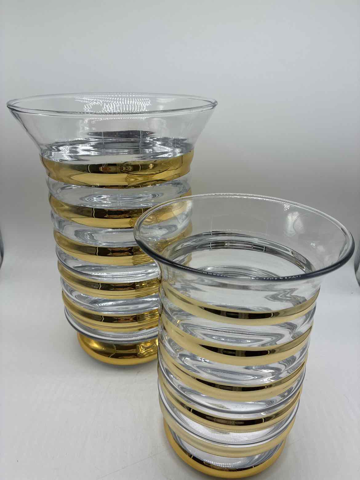 Set Of 2 Gold & Clear Glass Vases | True Fashionistas.