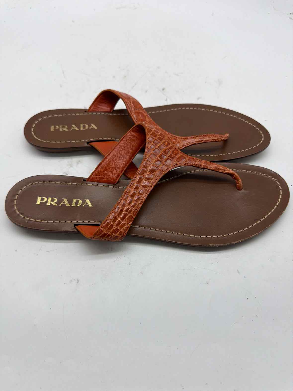 Pre-Owned Prada Orange Size 40 Thong Sandals | True Fashionistas.