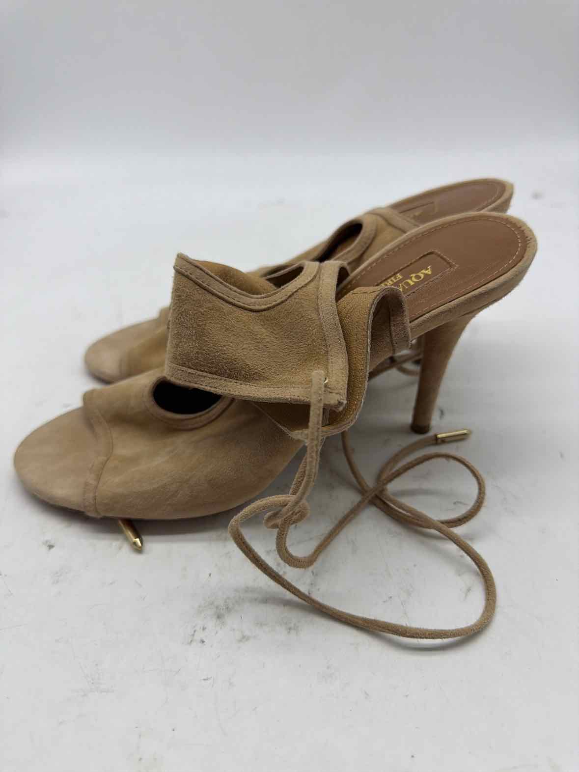 Pre-Owned Aquazzura Tan Size 6 Strappy Heels | True Fashionistas.