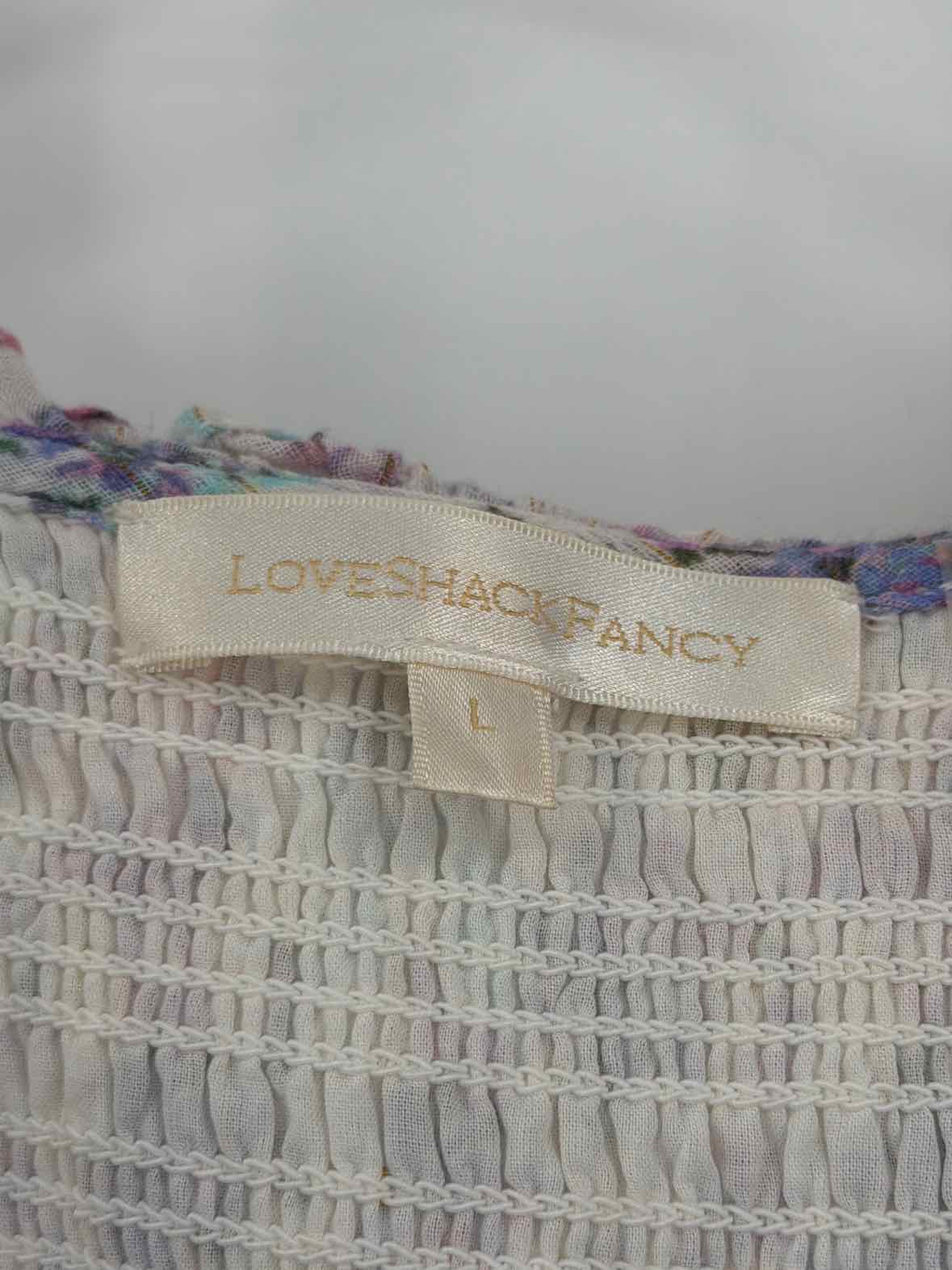 Pre-Owned Love Shack Fancy Purple Size Large Floral Short Short Sleeve Dress | True Fashionistas.