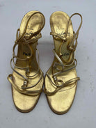 Pre-Owned Christian Louboutin Gold Size 8 Strappy Heels | True Fashionistas.