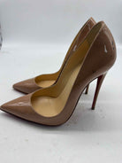 Pre-Owned Christian Louboutin Tan Size 7 Patent Leather Pump Heels | True Fashionistas.