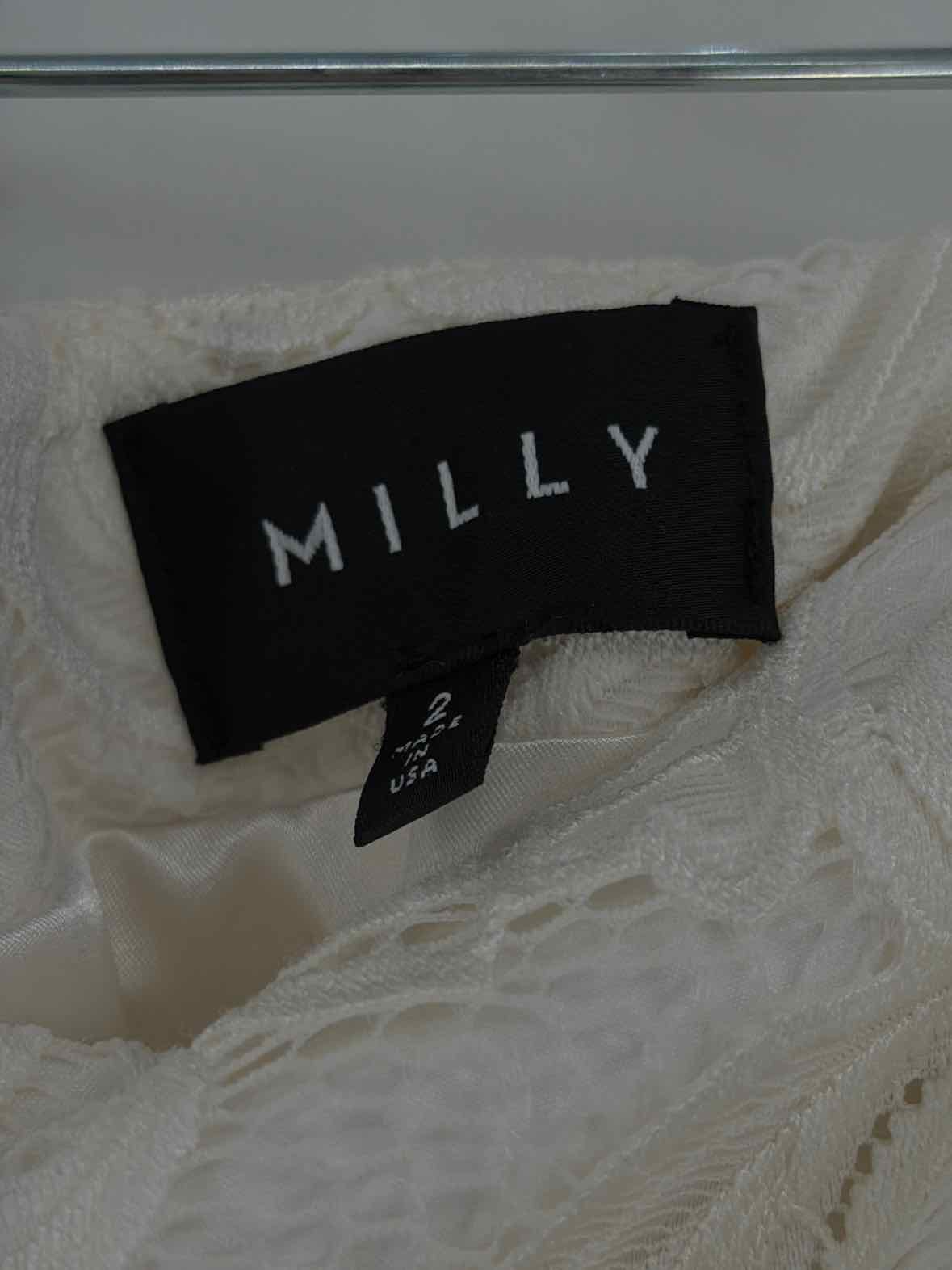 Pre-Owned Milly Ivory Size 2 Lace Cocktail Short Long Sleeve Dress | True Fashionistas.