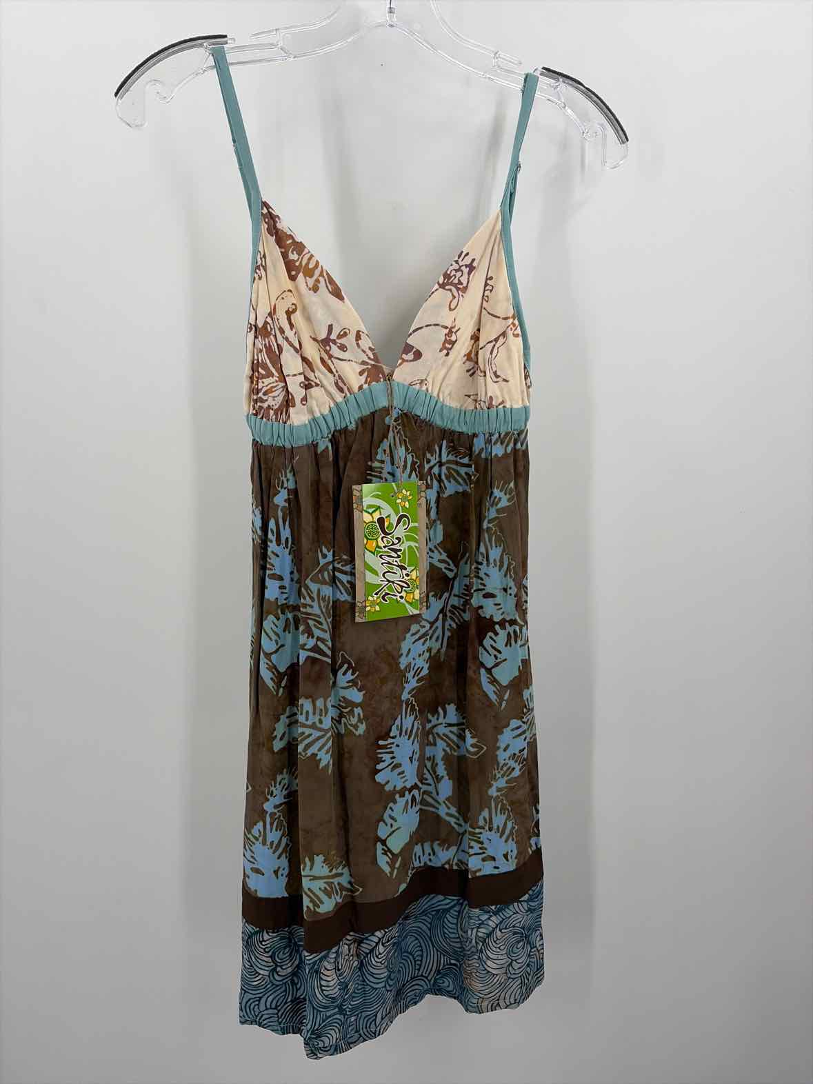 Pre-Owned Santiki Blue Size Medium Printed Shift Short Sleeveless Dress | True Fashionistas.