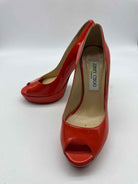 Pre-Owned Jimmy Choo Red Size 35.5 Peep Toe Heels | True Fashionistas.
