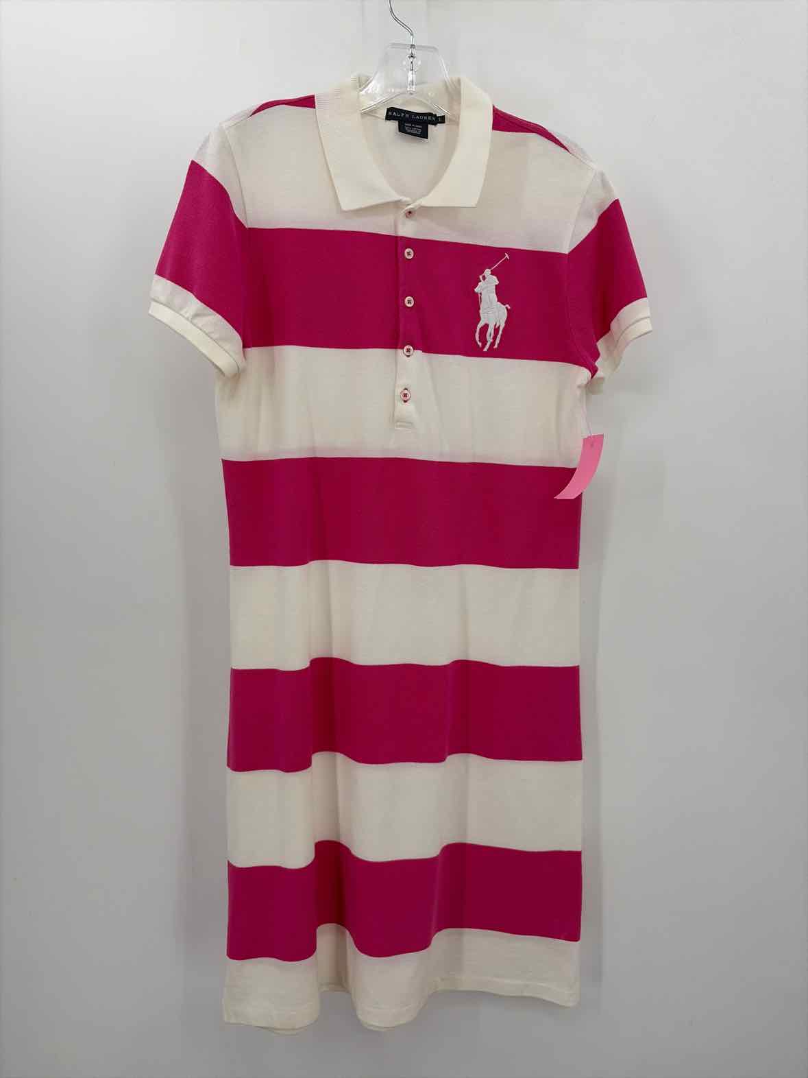 Ralph Lauren Blue Label White Size Large Cotton Stripe Short Sleeve Dress | True Fashionistas.