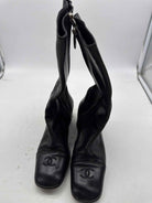 Pre-Owned Chanel Black Size 6.5 Leather Tall Boots | True Fashionistas.