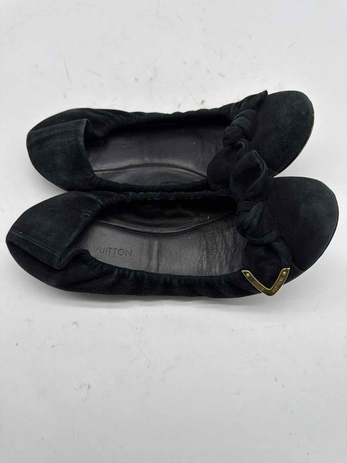 Pre-Owned Louis Vuitton Black Size 7 Slip On Flats | True Fashionistas.