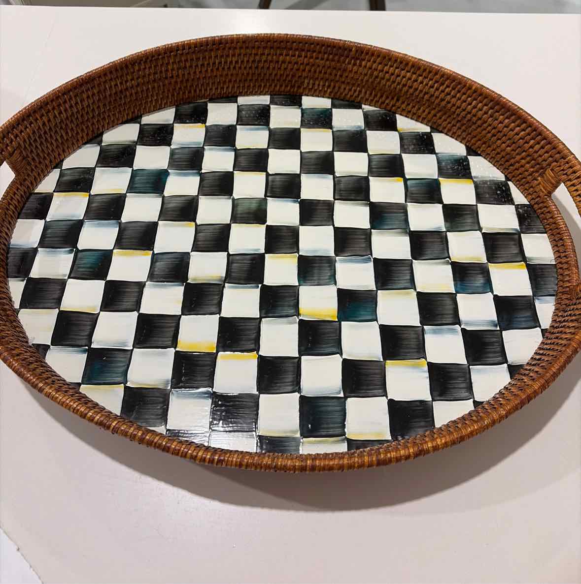 Mackenzie Childs Courtly Check Black Tray | True Fashionistas.