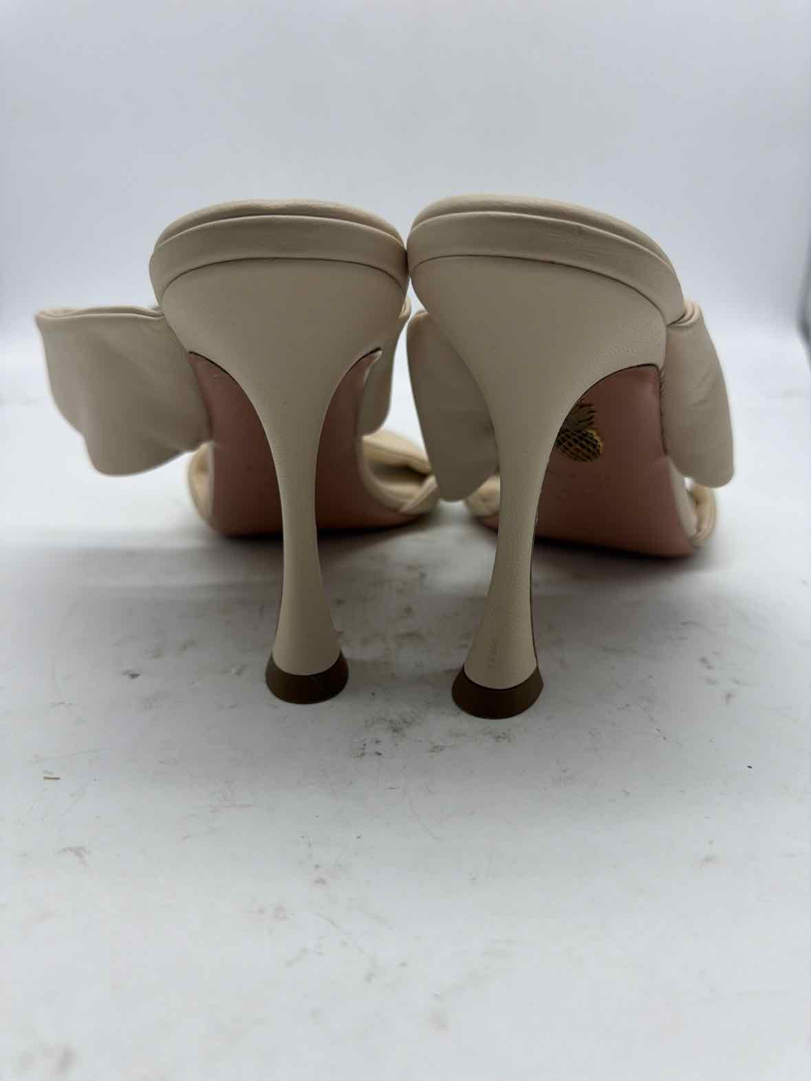 Pre-Owned Aquazzura Tan Size 11 Mule Heels | True Fashionistas.