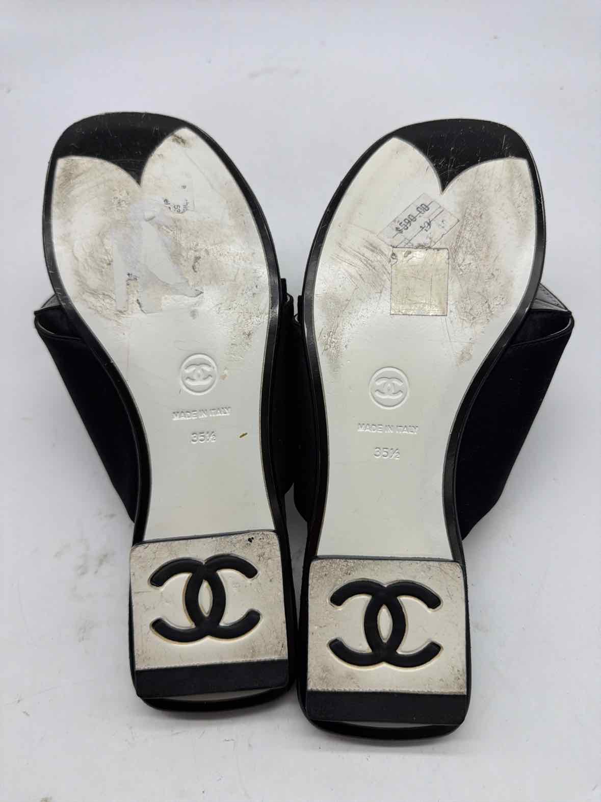 Pre-Owned Chanel Black Size 5.5 Mule Sandals | True Fashionistas.