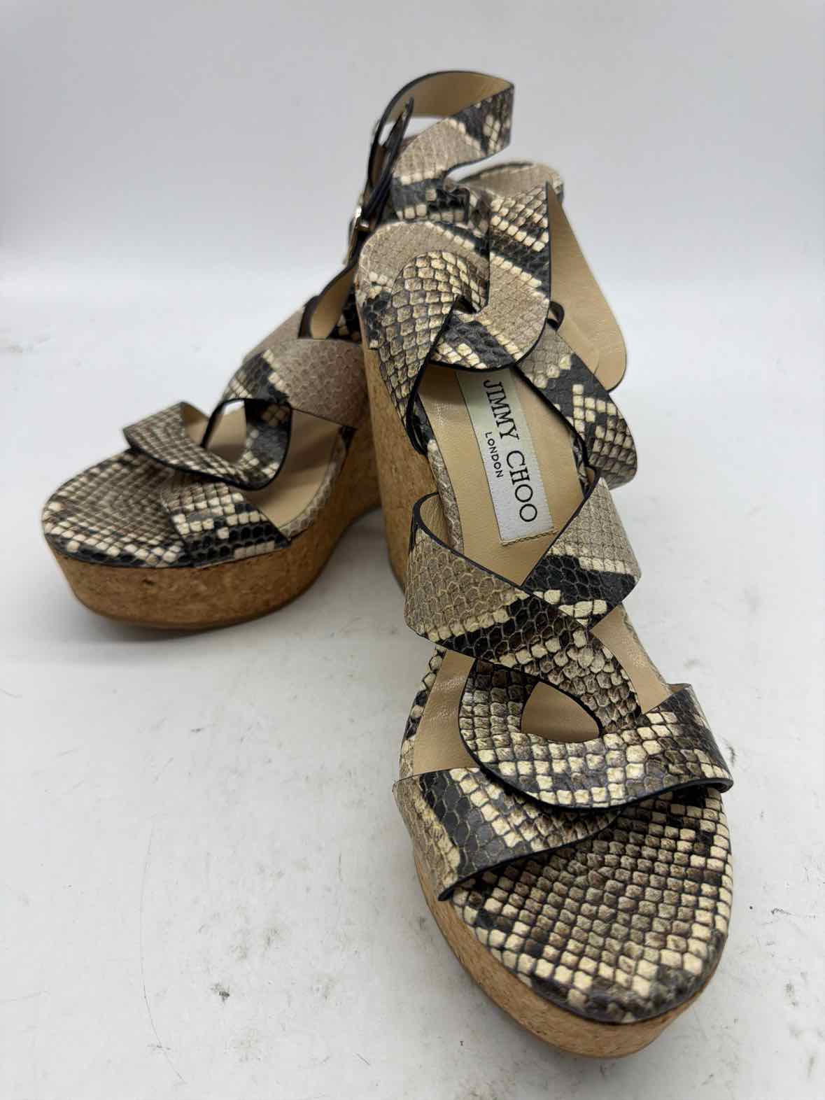 Pre-Owned Jimmy Choo Tan Size 10 Wedge Heels | True Fashionistas.