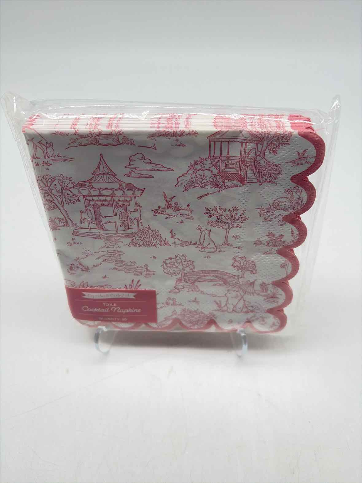 Pink Toile Paper Cocktail Napkins | True Fashionistas.