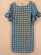 Pre-Owned Sail To Sable Blue Size 6 Check Print Short Short Sleeve Dress | True Fashionistas.