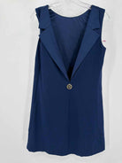 Pre-Owned Elisabetta Franchi Navy Size 44/10 Short Sleeveless Dress | True Fashionistas.