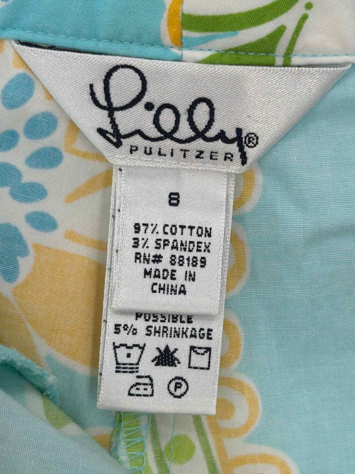 Pre-Owned Lilly Pulitzer Blue Size 8 Vintage Printed Pants | True Fashionistas.