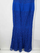 Pre-Owned Tadashi Shoji Blue Size 8 Lace Evening Long Evening Gown | True Fashionistas.
