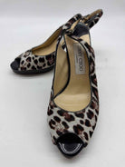 Pre-Owned Jimmy Choo Tan Size 37.5 Leopard Slingback Heels | True Fashionistas.