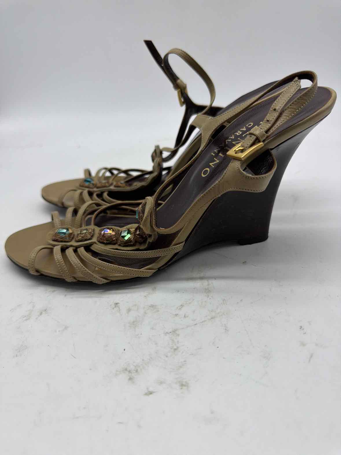 Pre-Owned Valentino Tan Size 37.5 Wedge Heels | True Fashionistas.