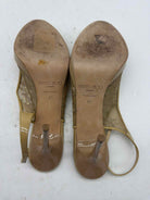 Pre-Owned Jimmy Choo Gold Size 11 Lace Slingback Heels | True Fashionistas.