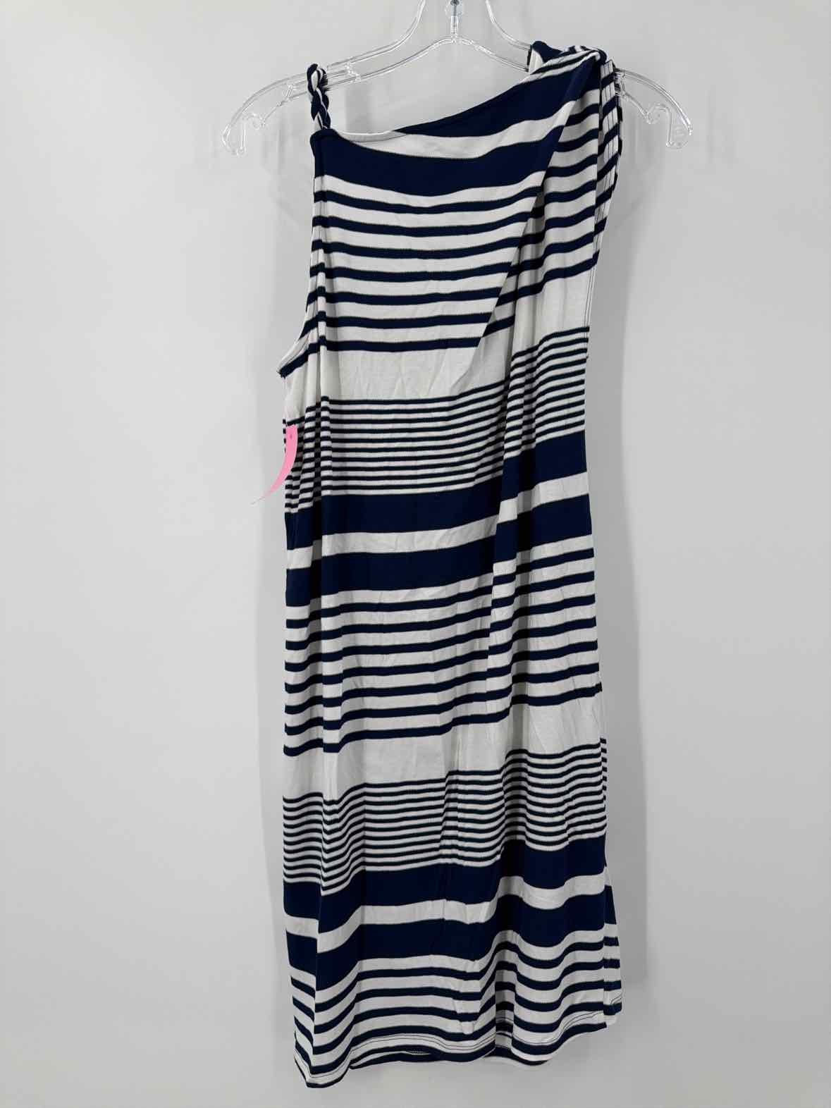Pre-Owned Trina Turk Navy Size Medium Stripe Short Short Sleeve Dress | True Fashionistas.