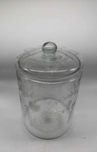 Clear Glass 7 1/4 qt Hand-Blown Glass Jar with Etched Botanicals | True Fashionistas.