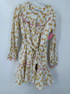 Rachel Antonoff White Size Small Bow Tie Pasta Print Short Long Sleeve Dress | True Fashionistas.