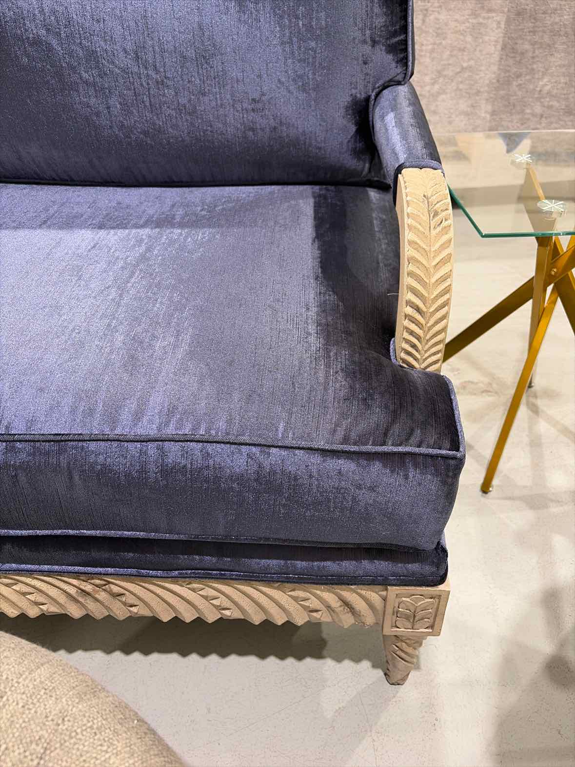 Navy Velvet Living Room Chair W/Wood Frame | True Fashionistas.